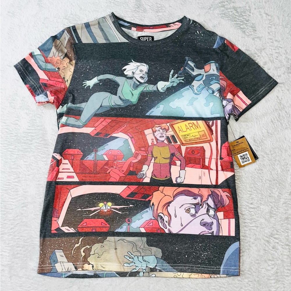NWT Super Massive Shirt Mens Size Medium Comic Strip All Over Print